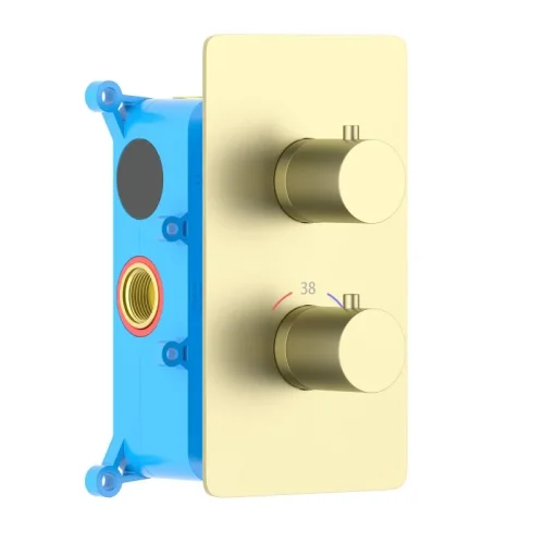 AQ1391BG ЕВРОПА термостатический смеситель для душа (внешняя и скрытая часть), шлиф. золото