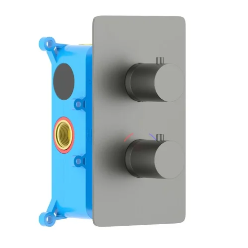 AQ1391BGM ЕВРОПА термостатический смеситель для душа (внешняя и скрытая часть), оружейная сталь