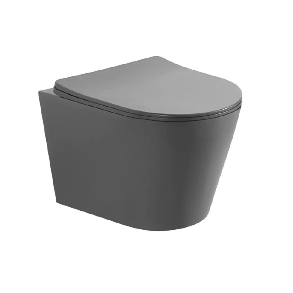 Унитаз подвесной безободковый AQUATEK ВЕГА AQ1905-MG 525*360*320мм, матовый серый