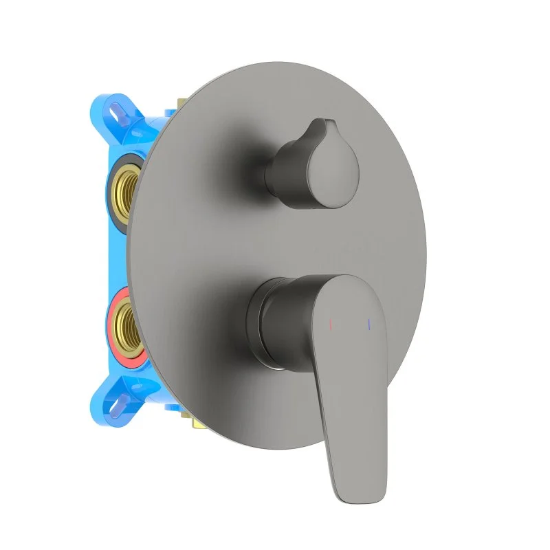 AQ1147BGM БЕТТА смеситель для ванны, 3 режима (внешняя и скрытая часть), оружейная сталь