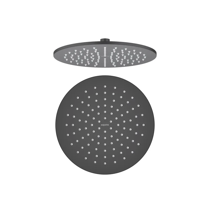 Круглый верхний душ  250*7 мм AQUATEK, матовый черный AQ2077MB
