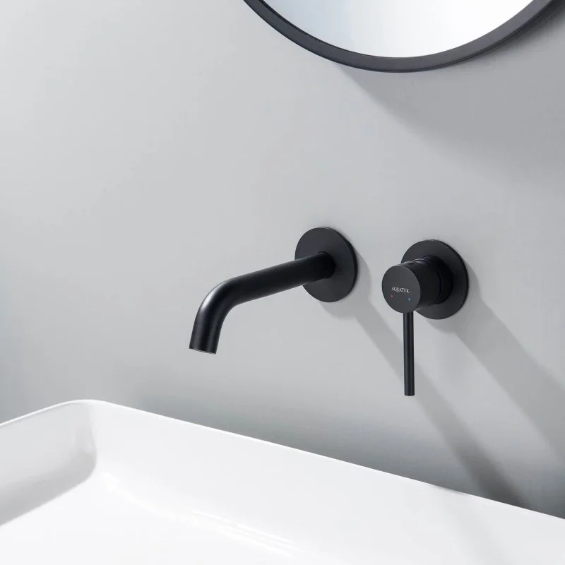 Смеситель для раковины настенный 2 отв. AQUATEK, матовый черный AQ1313MB ЕВРОПА