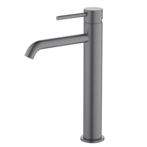 AQ1304BGM ЕВРОПА смеситель для раковины высокий 215, без донного клапана, оружейная сталь