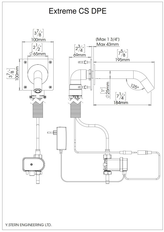 Бесконтактный настенный смеситель Stern Extreme CS DPE 237803