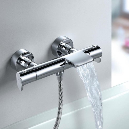 Термостатический смеситель для ванны наружнего монтажа с каскадным изливом и душевым комплектом ALEXIA 363901TR