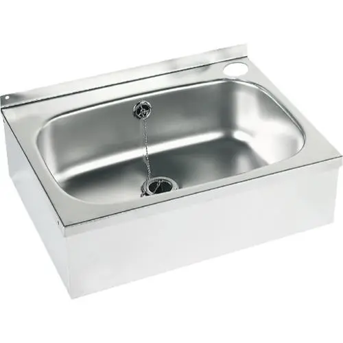 Раковина из нержавеющей стали настенная  прямоугольная  с отверстием от перелива Nofer 13042.B