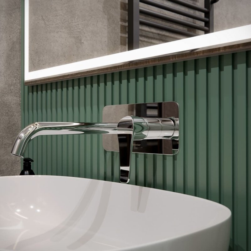 Встраиваемый однорычажный смеситель для раковины на раздельных пластинах с длинным изливом 240 мм YPSILON PLUS 642103