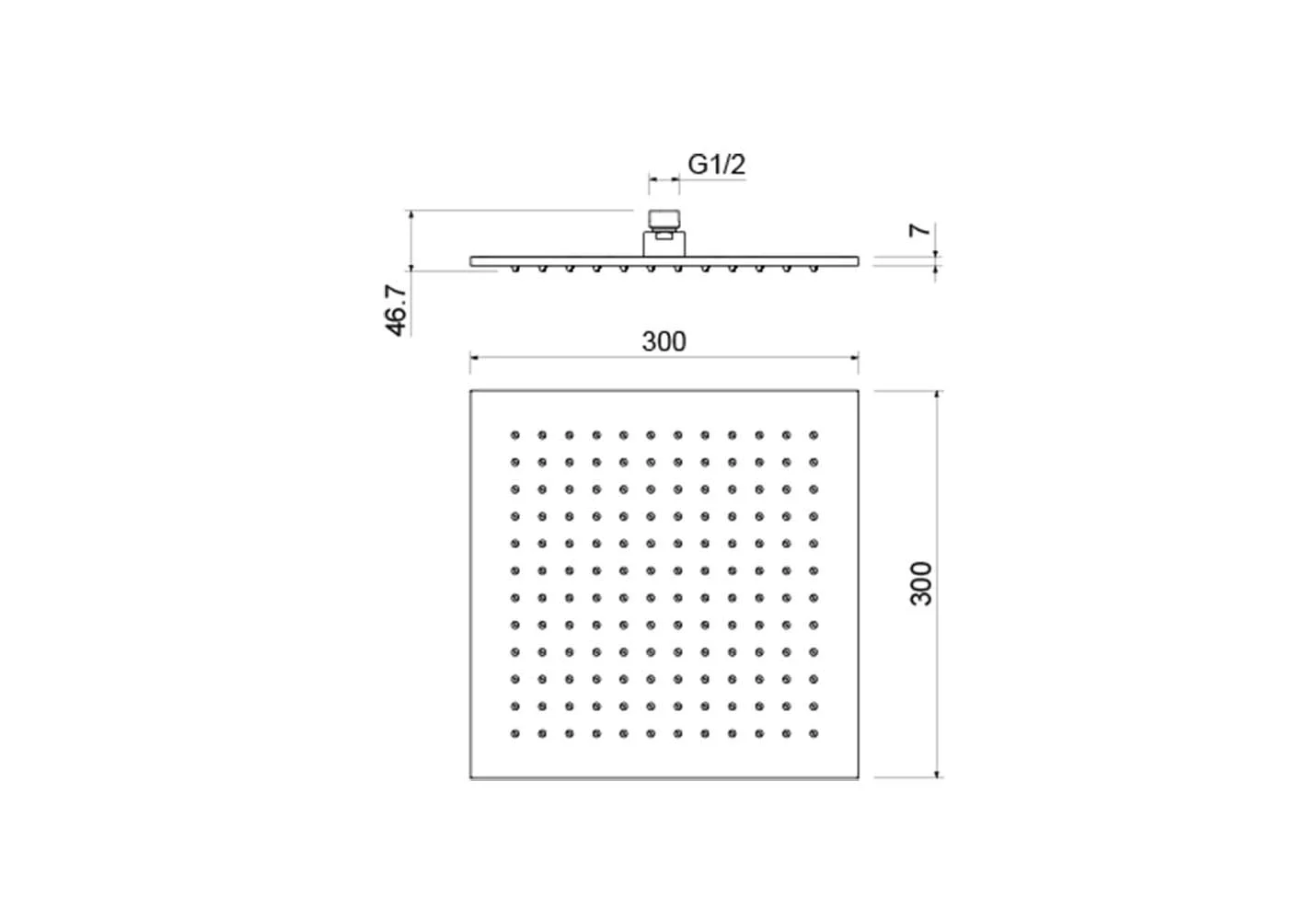 Квадратный верхний душ  300*300*7 мм AQUATEK, матовый черный AQ2078MB