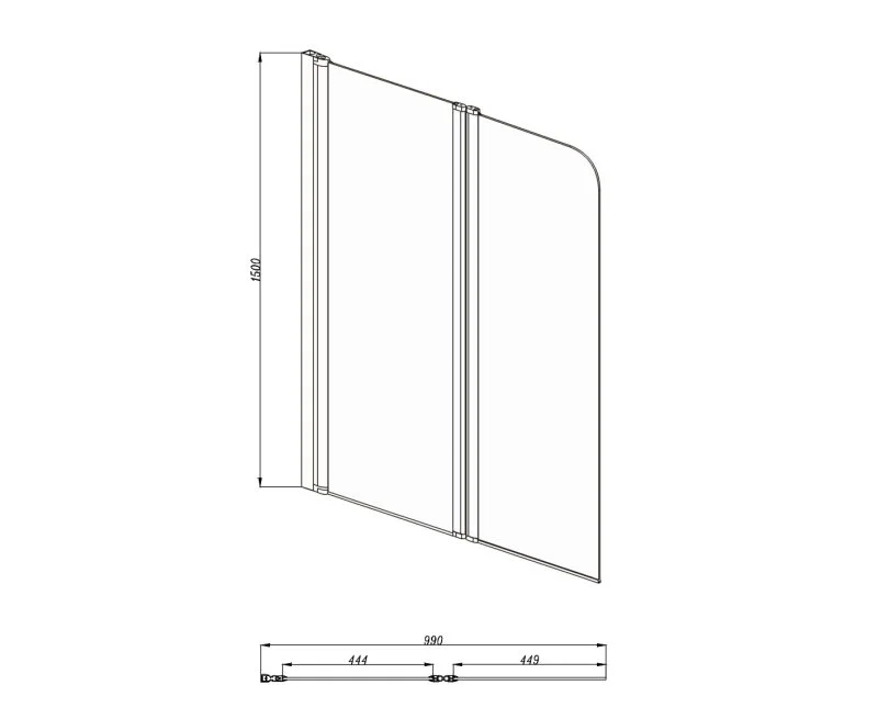 AQUATEK AQ DEL SBA 10015CH Шторка на ванну двухэлементная поворотная
