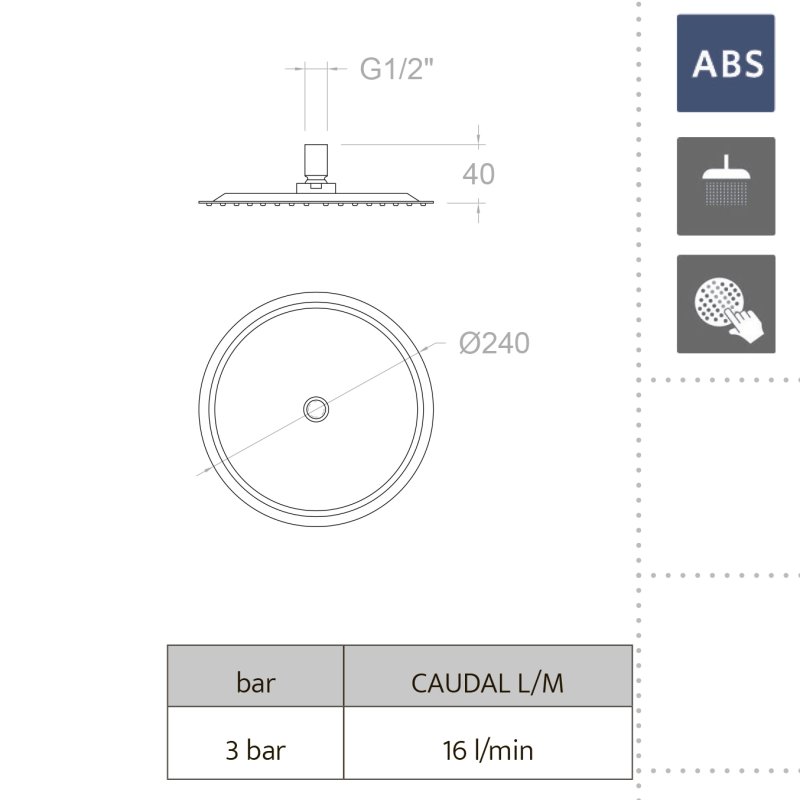 Лейка тропического душа из ABS-пластика RP240NM Черный