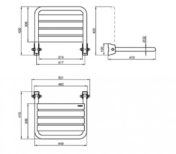 Сиденье для душа из нержавеющей стали глянцевой Nofer 15041.B