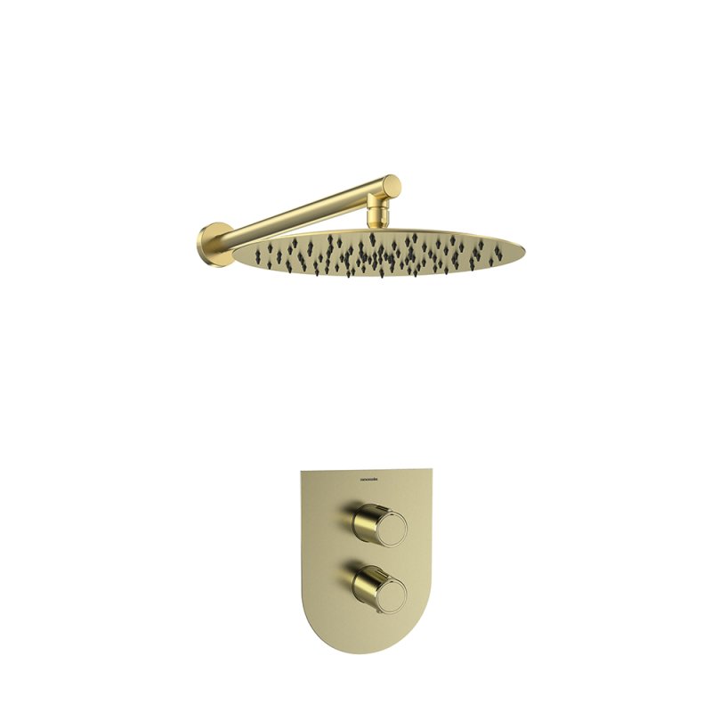Встраиваемый термостатический смеситель для душа с тропическим душем TZAR K3424013OC золото
