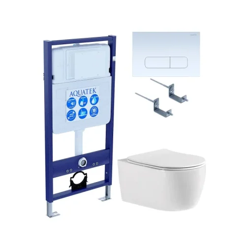 SET AQUATEK ЕВРОПА cmp013 (рама AQUATEK Standard INS-0000012, клавиша KDI-0000013, крепеж KKI-0000002, унитаз ЕВРОПА AQ1106-00)