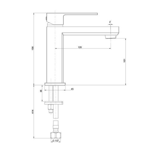 Смеситель для раковины PAINI Grazia 21CR205S без донного клапана, хром (CR) Смеситель для раковины PAINI Grazia 21CR205S без донного клапана, хром (CR)