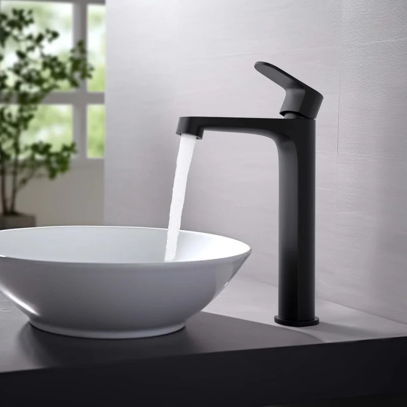 Смеситель для раковины 240, без донного клапана AQUATEK, матовый черный AQ1204MB ОБЕРОН