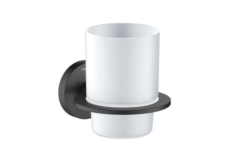 Стакан с держателем AQUATEK, матовый черный AQ4204MB ОБЕРОН