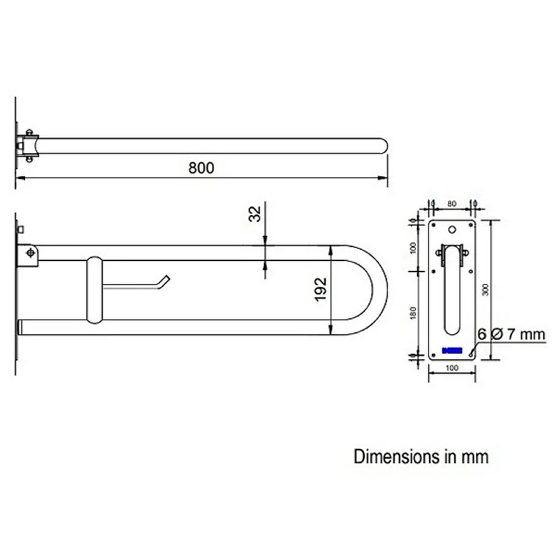 Поручень полукруглый для людей с ограниченными возможностями 800мм Nofer 15051.80.W