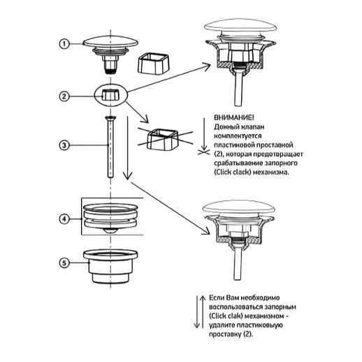 Донный клапан PAINI 53YO945ETSR клик-клак универсальный, чёрный (YO) Донный клапан PAINI 53YO945ETSR клик-клак универсальный, чёрный (YO)