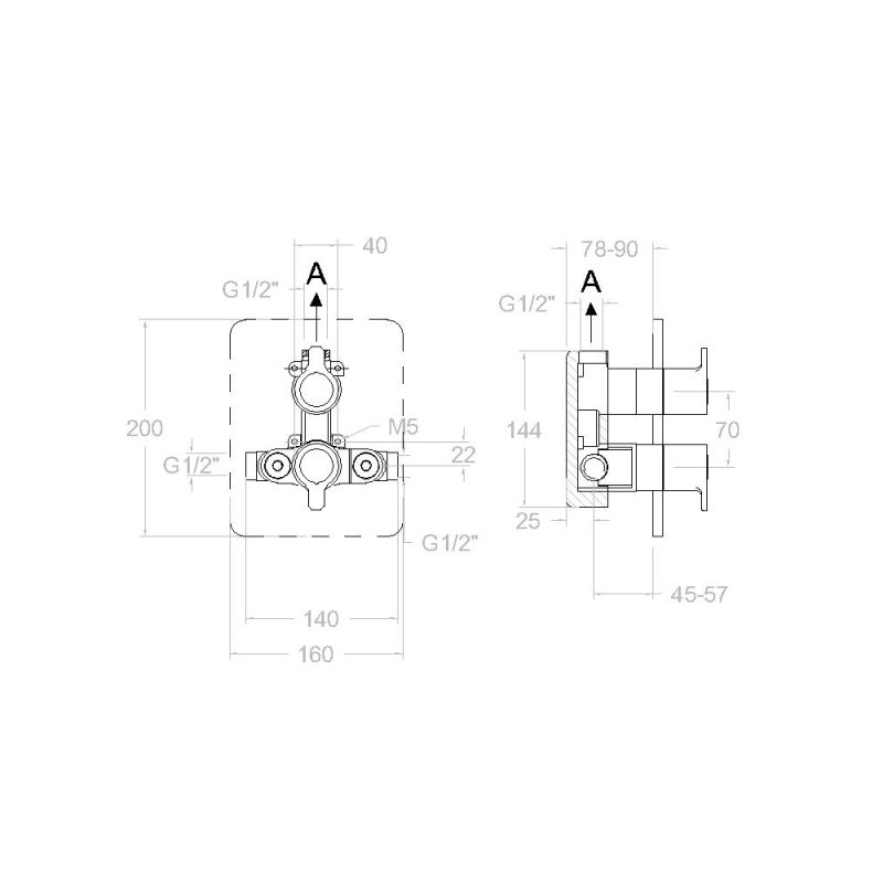 Встраиваемый термостатический смеситель для душа на 1 выход BLAUTHERM 942411S