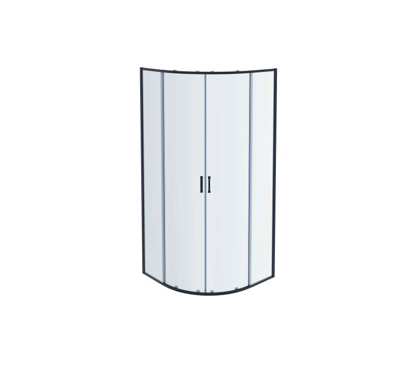AQ ARI RO10020BL Душевой уголок 1/4 круга, двери раздвижные 1000x1000x2000, профиль черный