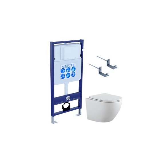 Set AQUATEK ЕВРОПА-KKI2 (рама AQUATEK Standard INS-0000012, звукоизоляционная прокладка, крепеж KKI-0000002, унитаз ЕВРОПА AQ1901-00, тонкое сиденье с ме