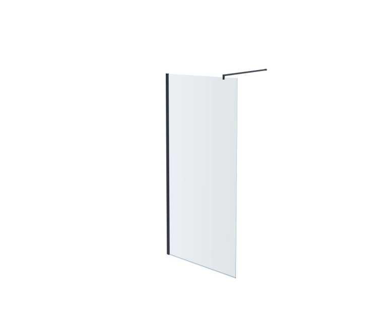 AQ WIW 11020BL Душевая перегородка Walk in с держателем 1100x2000 профиль черный, стекло прозрачное