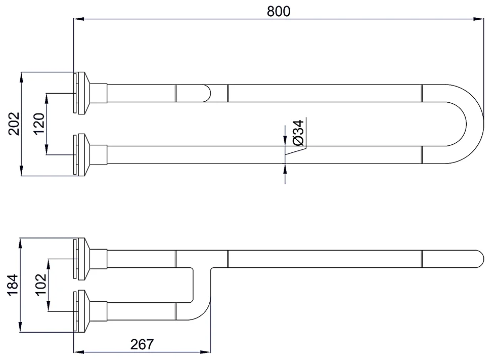 Поручень полукруглый неподвижный с тремя точками опоры 800 мм Nofer 15047.80.NBA