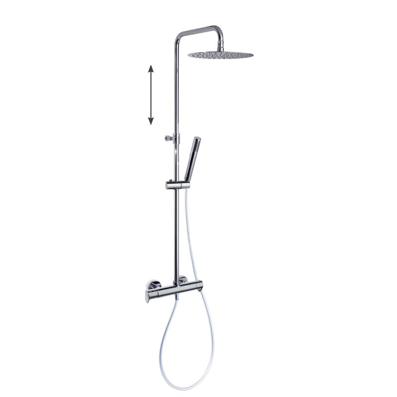 Душевая термостатическая система наружнего монтажа с телескопическим тропическим душем и душевым комплектом ALEXIA 365402RM300