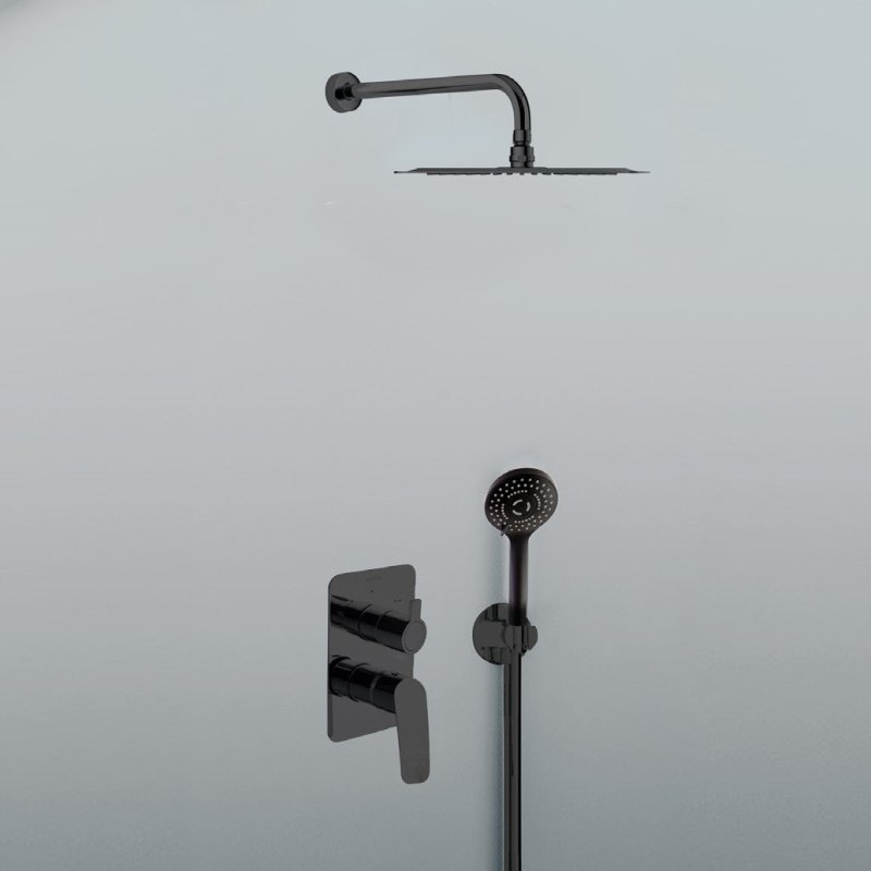 Встраиваемая душевая система с тропическим душем и душевым комплектом NEW FLY K5715021NM Черный