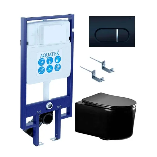 SET AQUATEK МИЯ-MB-045 4в1 (рама AQUATEK Standard INS-0000020,  крепеж KKI-0000002, клавиша KDI-0000045, унитаз AQ2004-MB