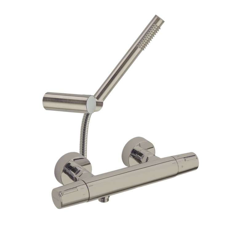 Смеситель термостатический для ванны с душевым комплектом TZAR 343402DNC никель