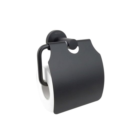 Бумагодержатель с крышкой AQUATEK, матовый черный AQ4009MB ВЕГА