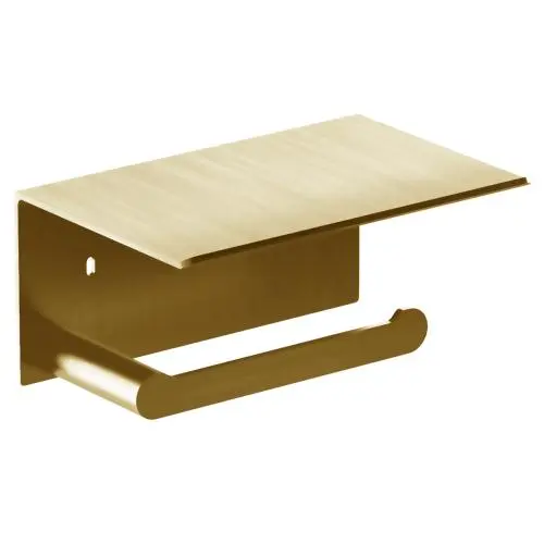 Держатель для туалетной бумаги с полочкой для мобильного телефона Verona золотой Nofer 16876.G