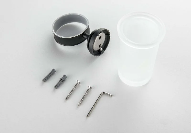 Стакан с держателем AQUATEK, матовый черный AQ4527MB КЛАССИК