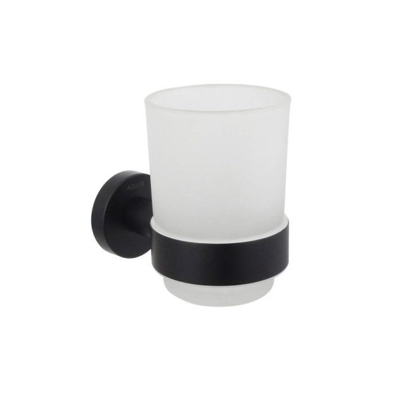 Стакан с держателем AQUATEK, матовый черный AQ4004MB ВЕГА