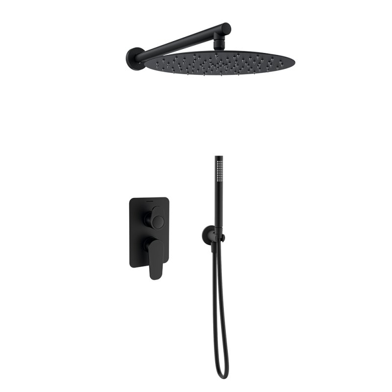 Встраиваемый смеситель для душа с тропическим и ручным душем ALEXIA K3615022NM черный