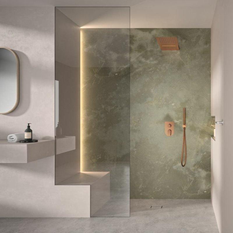 Излив душевой настенный водопад + тропический HYDROTHERAPY RCRK02CUC медный