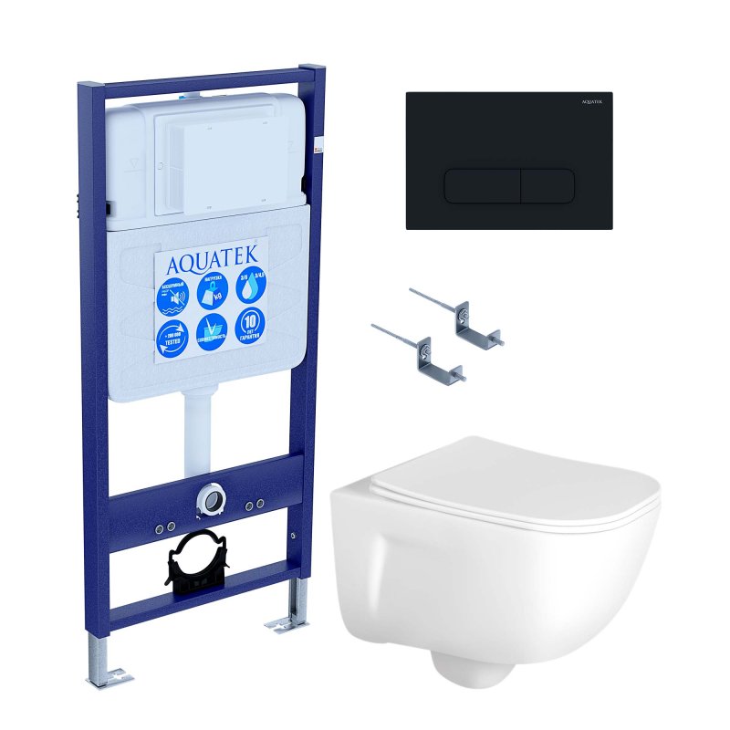 SET AQUATEK ДИВА-015 4в1 (рама AQUATEK Standard INS-0000012,  кркпеж KKI-0000002, клавиша KDI-0000015, унитаз ДИВА AQ2012-00