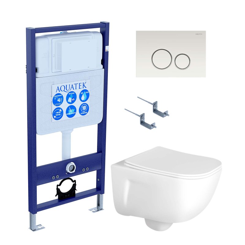 SET AQUATEK ДИВА-016 4в1 (рама AQUATEK Standard INS-0000012,  кркпеж KKI-0000002, клавиша KDI-0000016, унитаз ДИВА AQ2012-00