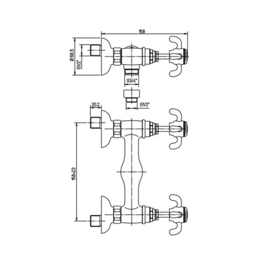 Смеситель для душа PAINI Ornellaia 87CR511, хром (CR) Смеситель для душа PAINI Ornellaia 87CR511, хром (CR)