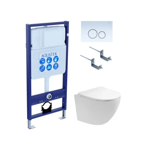 SET AQUATEK ЕВРОПА T KDI15(рама AQUATEK Standard INS-0000012 с клавишей KDI-0000015 и крепежом KKI-0000002, унитаз AQ1900T-00)