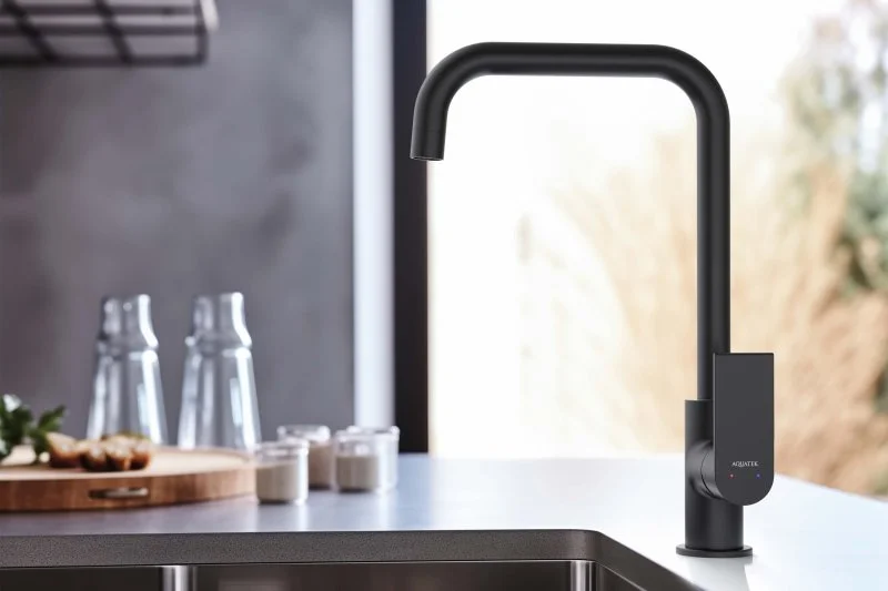 Смеситель для кухни AQUATEK, матовый черный AQ1480MB ЛИРА