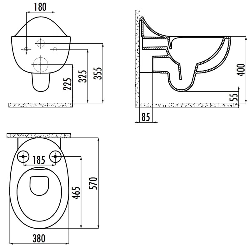 CREAVIT FOGLIA Унитаз подвесной безободковый с биде FG321-00CB00E-0000