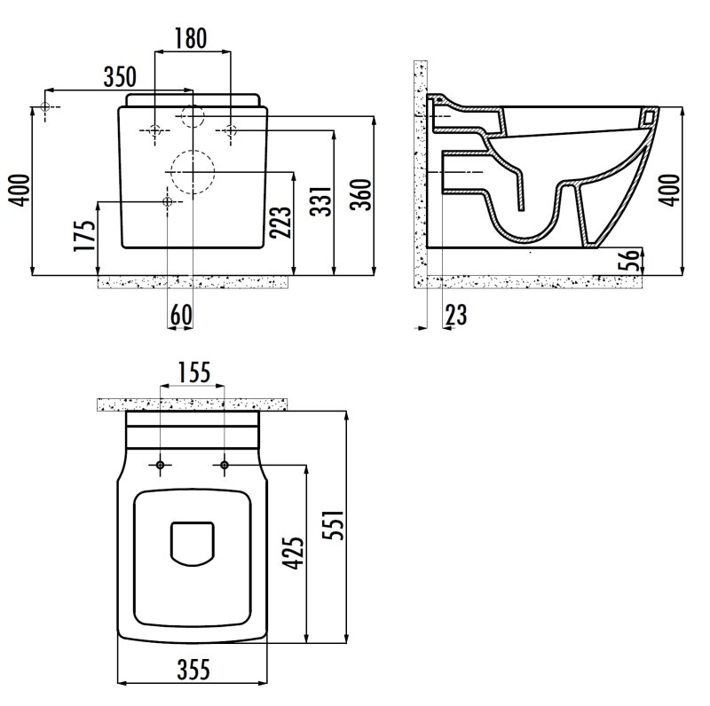 Унитаз подвесной с биде Creavit Trend TP324-00CB00E-0000