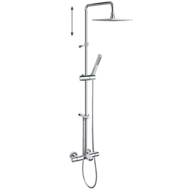 Душевая термостатическая система наружнего монтажа с телескопическим тропическим душем и душевым комплектом с изливом AROLA 265602RK250