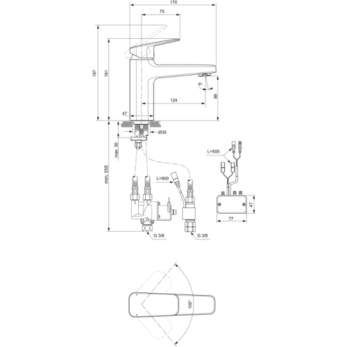 Смеситель Ideal Standard CERAPLAN HYBRID BD282AA Смеситель Ideal Standard CERAPLAN HYBRID BD282AA