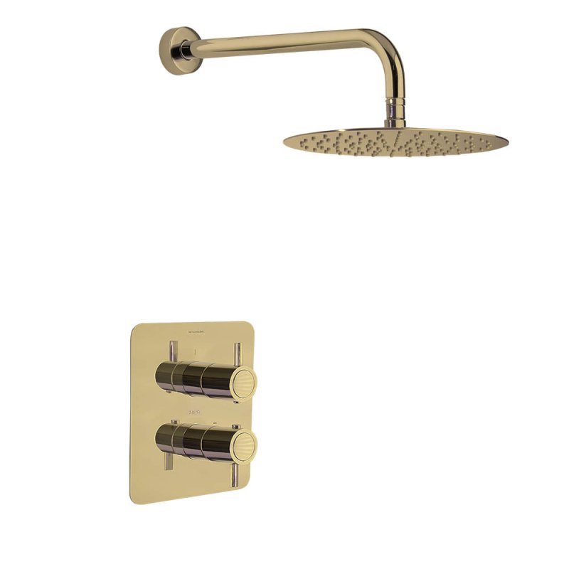 Встраиваемая термостатическая душевая система с тропическим душем ODISEA K3924012OC золото брашированное