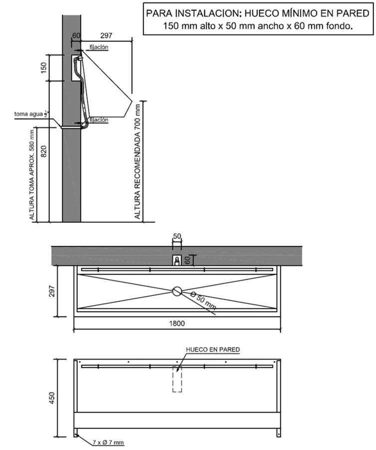 Коллективный писсуар Nofer 13003.18.S