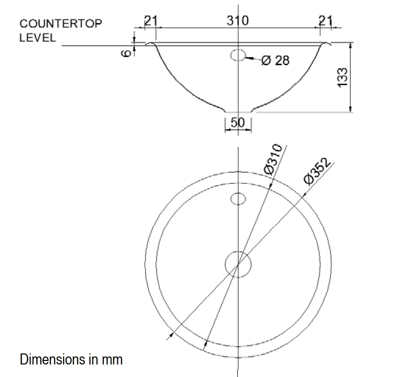 Раковина 310 мм глянец. Nofer 13029.RB