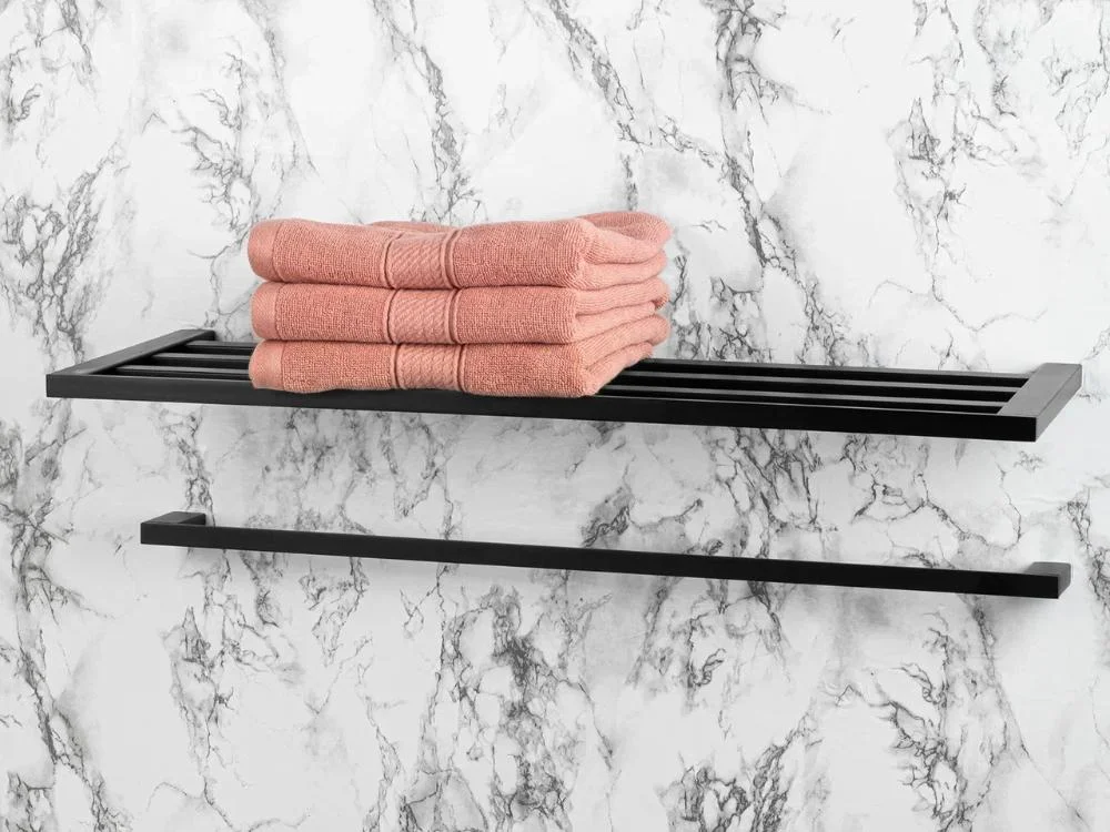 Полка для полотенец Corinto черная Nofer 16923.N